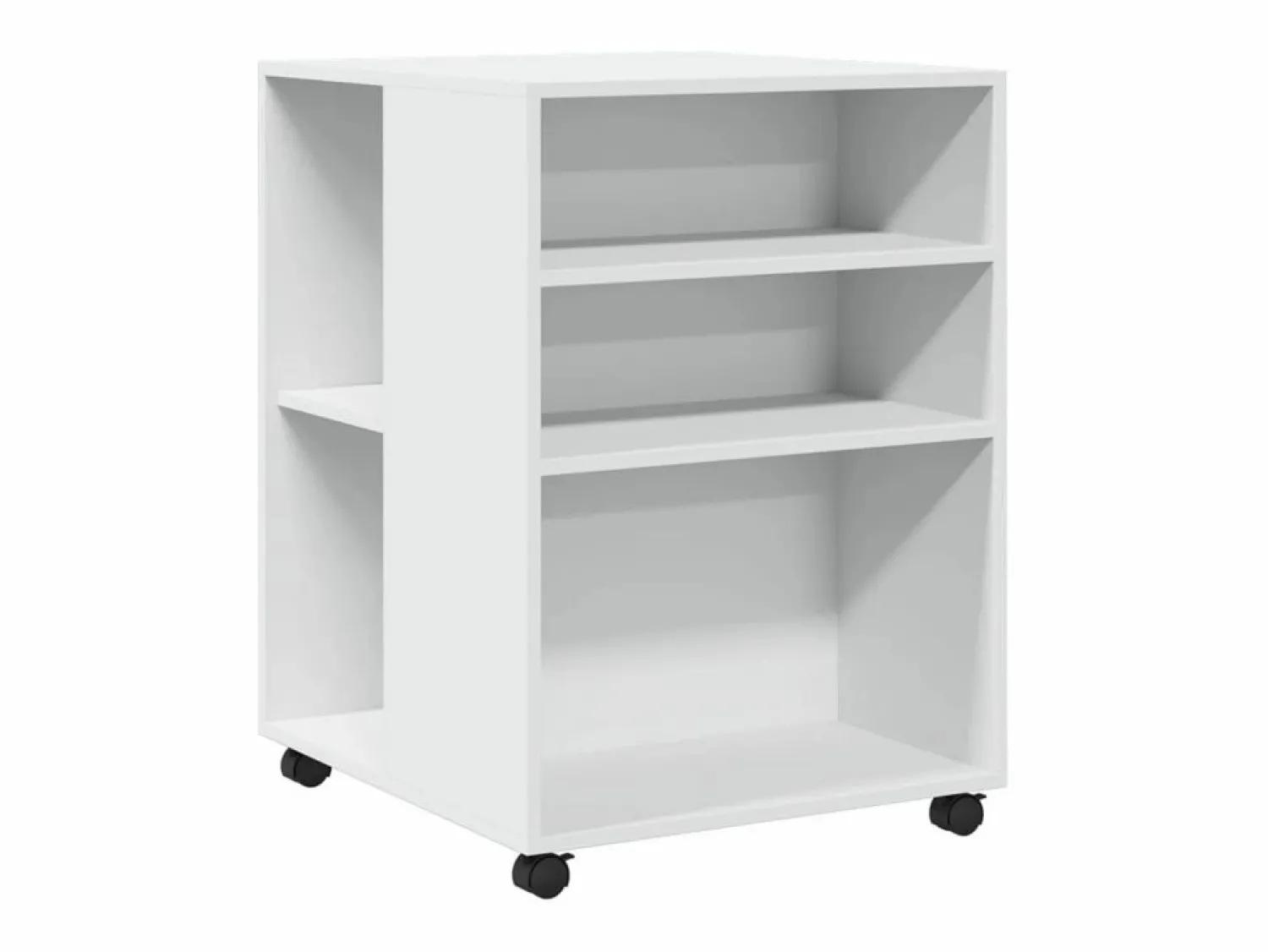 Outlet Mesa auxiliar con ruedas blanca 55x60x78 cm madera de ingeniería Armario Oficina