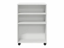 Outlet Mesa auxiliar con ruedas blanca 55x60x78 cm madera de ingeniería Armario Oficina