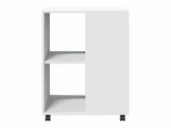 Outlet Mesa auxiliar con ruedas blanca 55x60x78 cm madera de ingeniería Armario Oficina