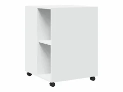 Outlet Mesa auxiliar con ruedas blanca 55x60x78 cm madera de ingeniería Armario Oficina