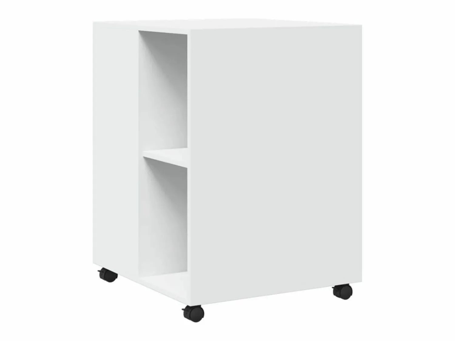 Outlet Mesa auxiliar con ruedas blanca 55x60x78 cm madera de ingeniería Armario Oficina