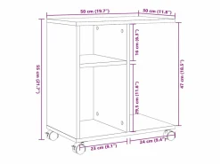 Outlet Mesa auxiliar con ruedas madera ingeniería 50x30x55 cm Mesa Auxiliar