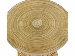 Discount Casâme Mesa auxiliar con tabla de bambú pata ratán Color natural claro