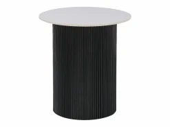 Online Habitat et jardin Mesa auxiliar de cerámica "Eclat", mesita de noche - 50 x 50 x 55 cm - Blanco Negro / Blanco
