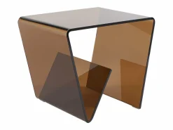 New Vente-unique Mesa auxiliar de cristal templado curvado - Marrón - ZENIA Marru00f3n