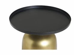Sale Miliboo Mesa auxiliar de diseño redondo de metal dorado con tablero negro mate RAMSES Negro / Dorado