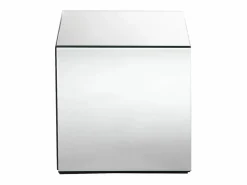 Sale Mesa auxiliar de espejo con estructura de MDF - Forma: cubo - Color: Plata - CUBIX Mesa Auxiliar