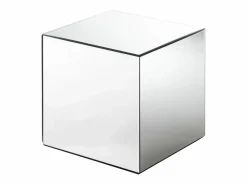 Sale Mesa auxiliar de espejo con estructura de MDF - Forma: cubo - Color: Plata - CUBIX Mesa Auxiliar