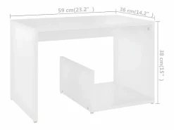 New Clicnbuy Mesa auxiliar de madera contrachapada 59x36x38 cm Blanco