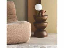 Discount Mesa auxiliar de madera de mango nogal Mesa Auxiliar