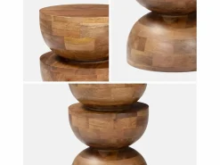 Discount Mesa auxiliar de madera de mango nogal Mesa Auxiliar