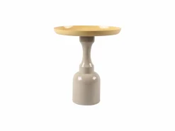 New Vente-unique Mesa auxiliar de metal - Beige y Amarillo claro brillante - KYRESA Beige / Amarillo claro