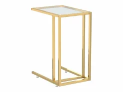 Hot vidaxl Mesa auxiliar de ordenador vidrio transparente 50x35x65 cm Transparente / Dorado