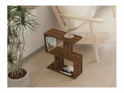 Hot Calicosy Mesa auxiliar decorada en madera de nogal L45 cm - ZET Color natural oscuro