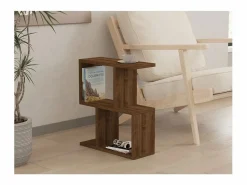Hot Calicosy Mesa auxiliar decorada en madera de nogal L45 cm - ZET Color natural oscuro
