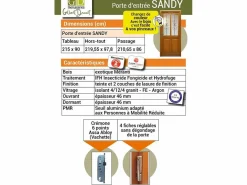 Hot GD Menuiseries Mesa auxiliar derecha Exo Wooden Entrance Door 'Sandy' 215X90 sin manilla Marru00f3n