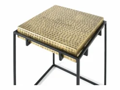 Online Mesa auxiliar fabricada en acero y patas de hierro dorada Mesa Auxiliar