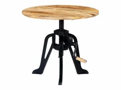 New vidaxl Mesa auxiliar madera de mango y hierro fundido 60x(46-63) cm Marru00f3n