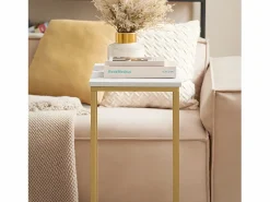 Sobuy Mesa Auxiliar para sofá Consola Mesita de Noche Mesa para portátil FBT87-G ES Dorado
