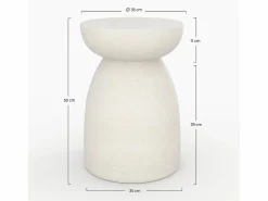Mesa auxiliar redonda blanca de fibra de arcilla efecto cemento D35 cm - Capri Mesa Auxiliar