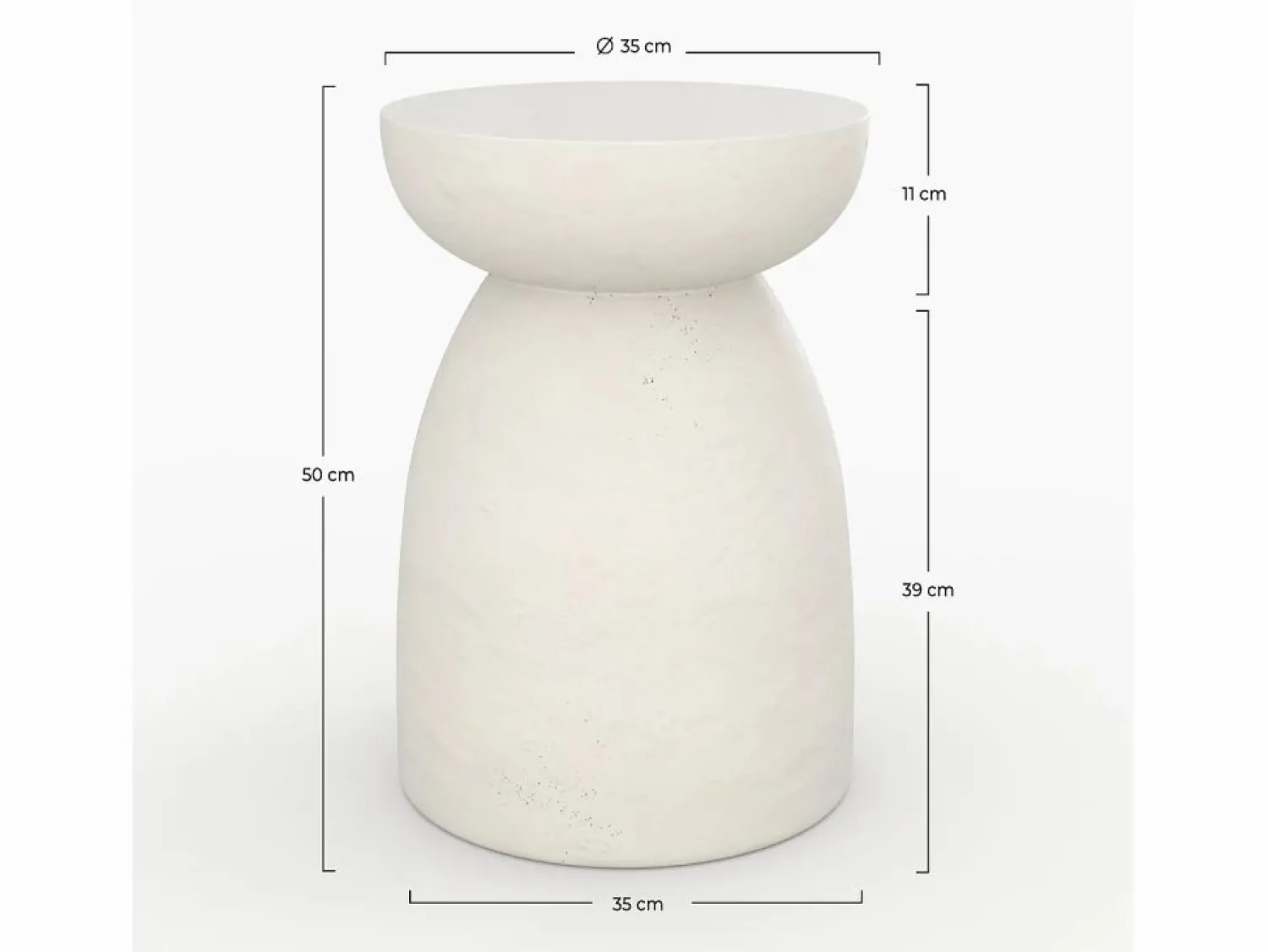 Mesa auxiliar redonda blanca de fibra de arcilla efecto cemento D35 cm - Capri Mesa Auxiliar