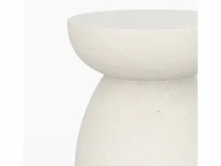Mesa auxiliar redonda blanca de fibra de arcilla efecto cemento D35 cm - Capri Mesa Auxiliar