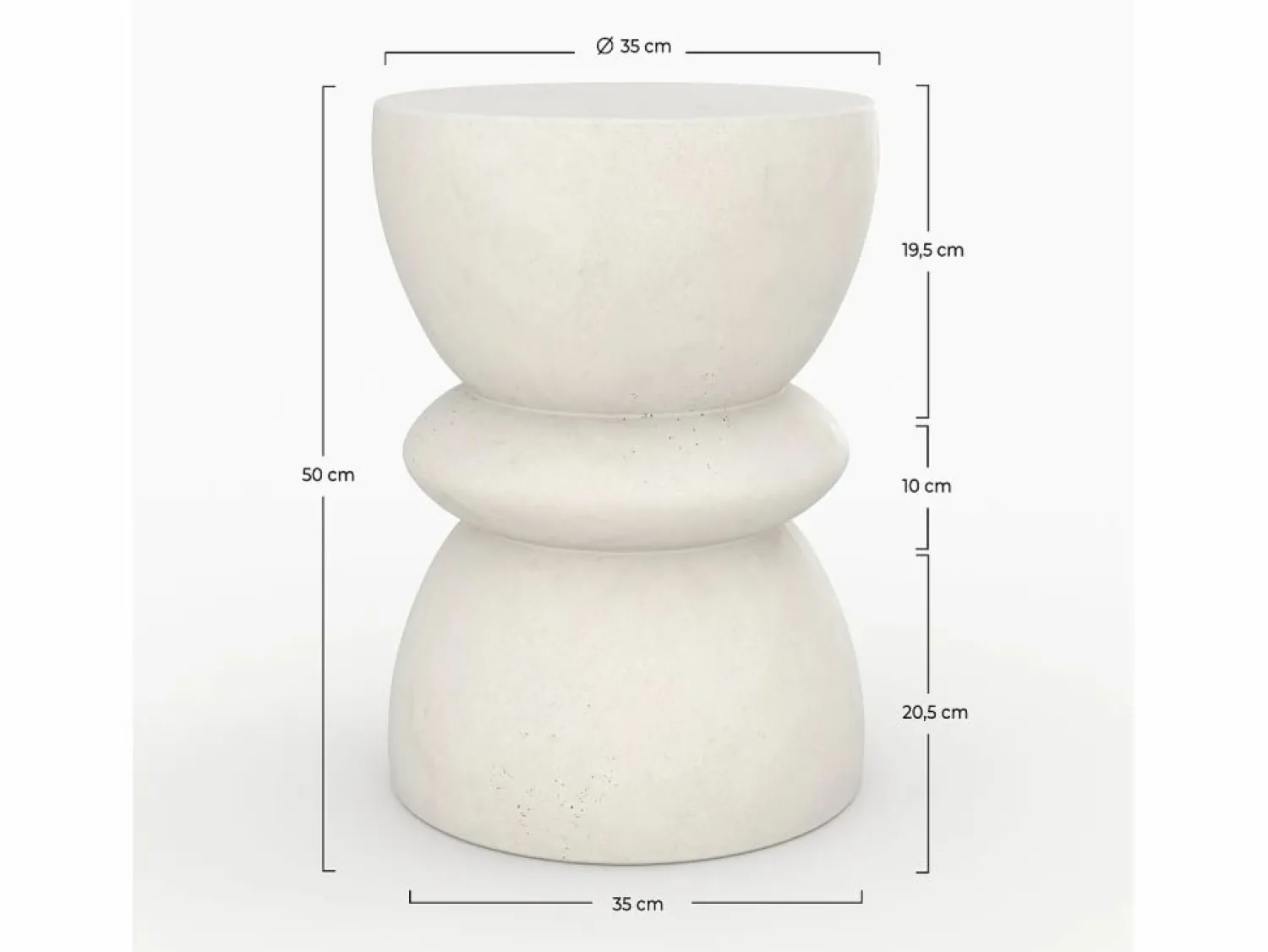 Outlet Rendez-Vous Déco Mesa auxiliar redonda blanca en fibra de arcilla efecto cemento D35 cm - Maupiti Blanco