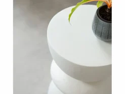 Outlet Rendez-Vous Déco Mesa auxiliar redonda blanca en fibra de arcilla efecto cemento D35 cm - Maupiti Blanco