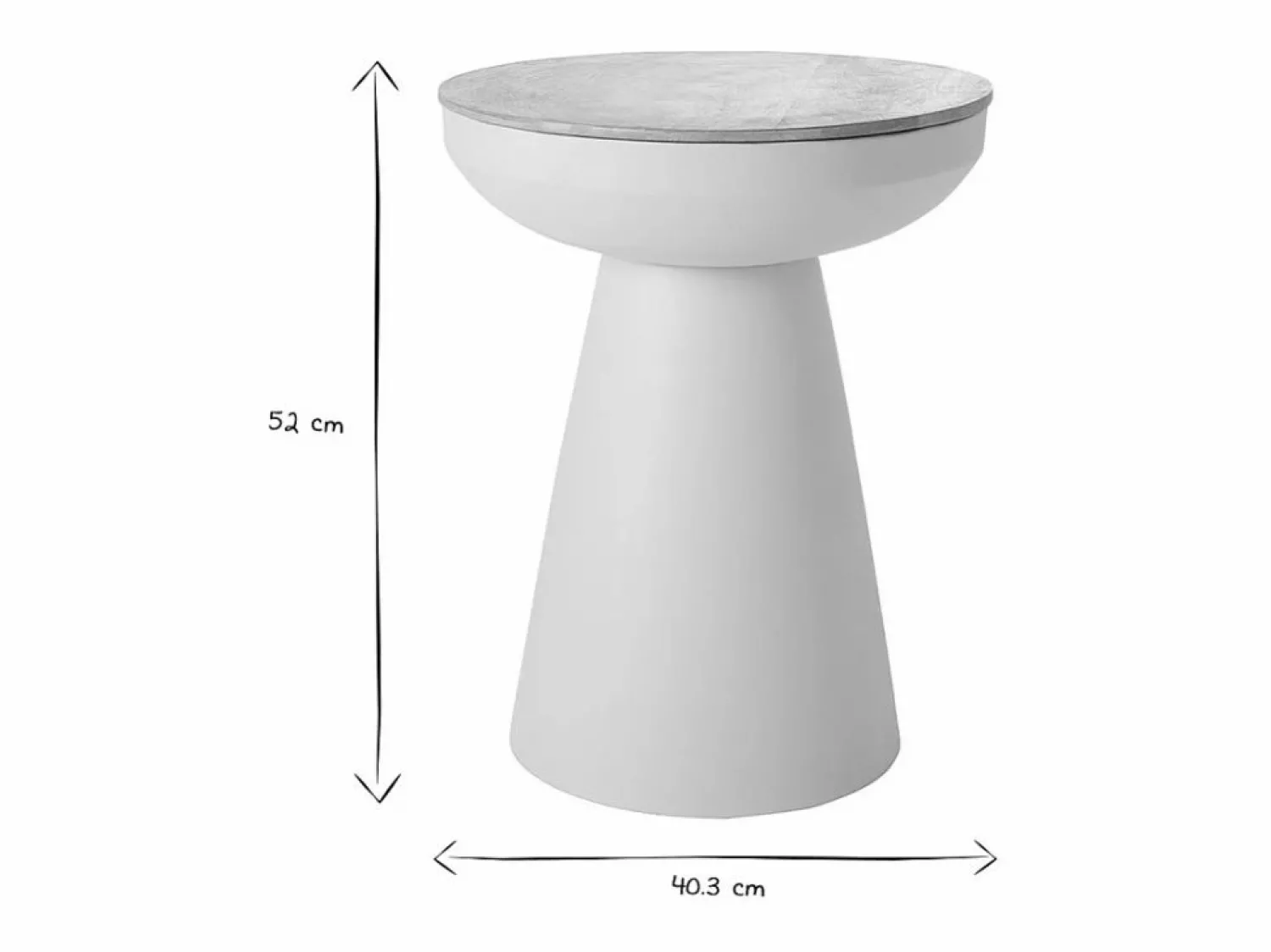 Miliboo Mesa auxiliar redonda de diseño con almacenaje de metal greige y madera maciza de mango 52 cm TAM