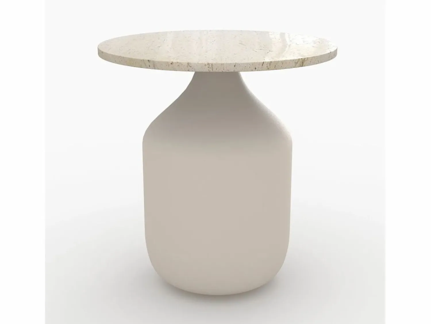 Hot Mesa auxiliar redonda de travertino y metal greige D45 cm - Louison Mesa Auxiliar