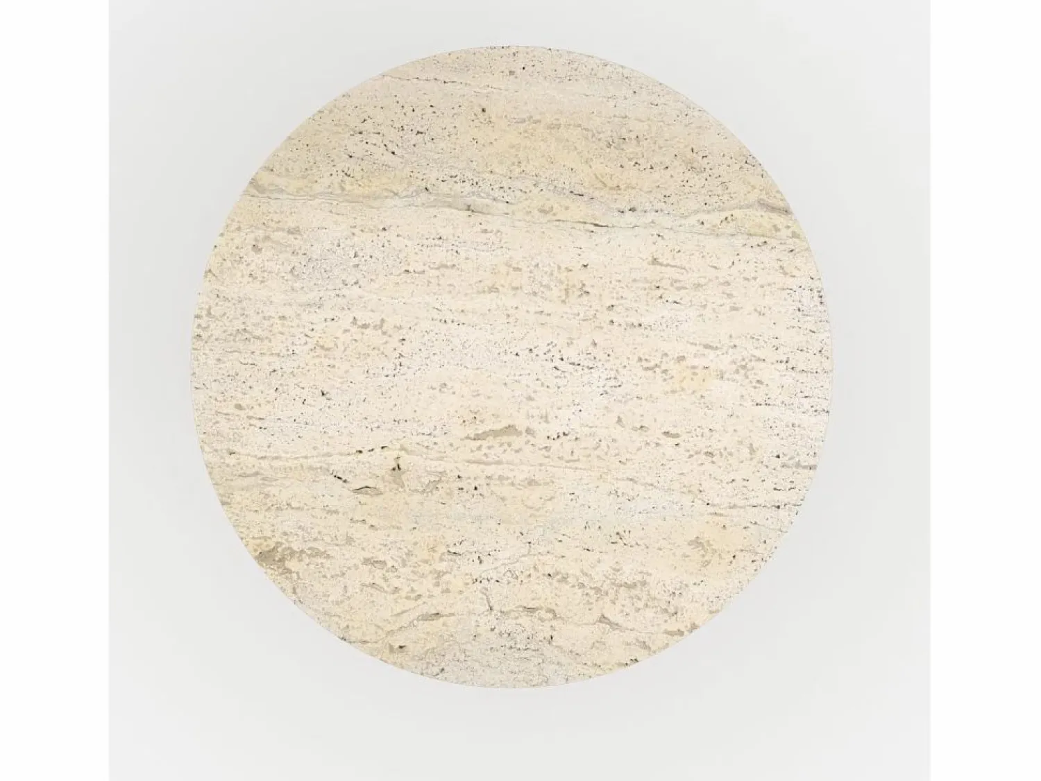 Hot Mesa auxiliar redonda de travertino y metal greige D45 cm - Louison Mesa Auxiliar