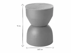 Online Miliboo Mesa auxiliar redonda de diseño con almacenaje de metal y madera maciza de mango 30 cm YOYO Terracota