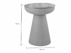 Miliboo Mesa auxiliar redonda diseño con almacenamiento en metal tierra quemada y madera maciza de mango H52 cm TAM