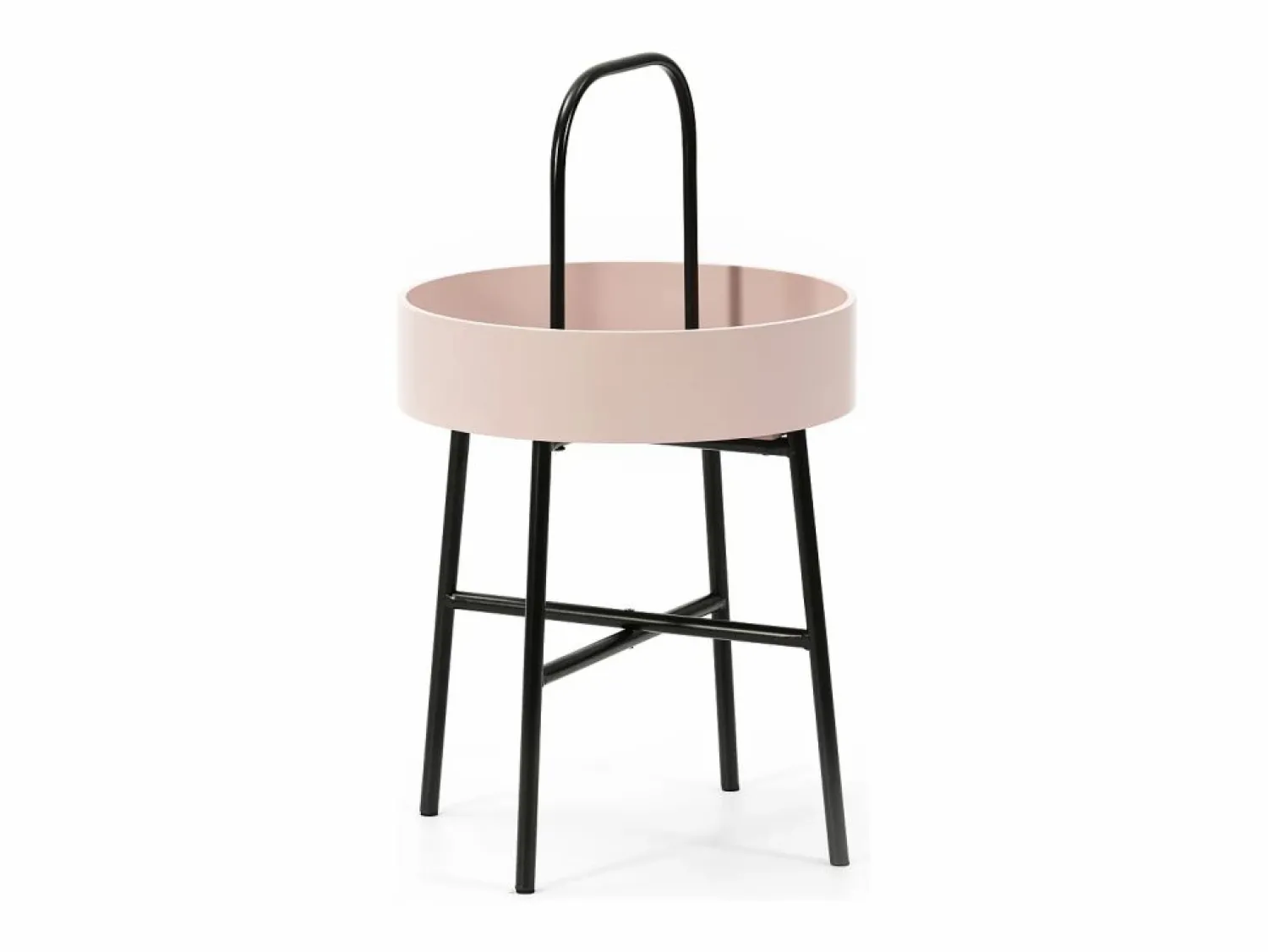 Best VS Venta-stock Mesa Auxiliar Redonda Jaipur, Tapa de MDF , Estructura metálica Rosa
