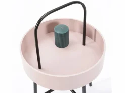 Best VS Venta-stock Mesa Auxiliar Redonda Jaipur, Tapa de MDF , Estructura metálica Rosa
