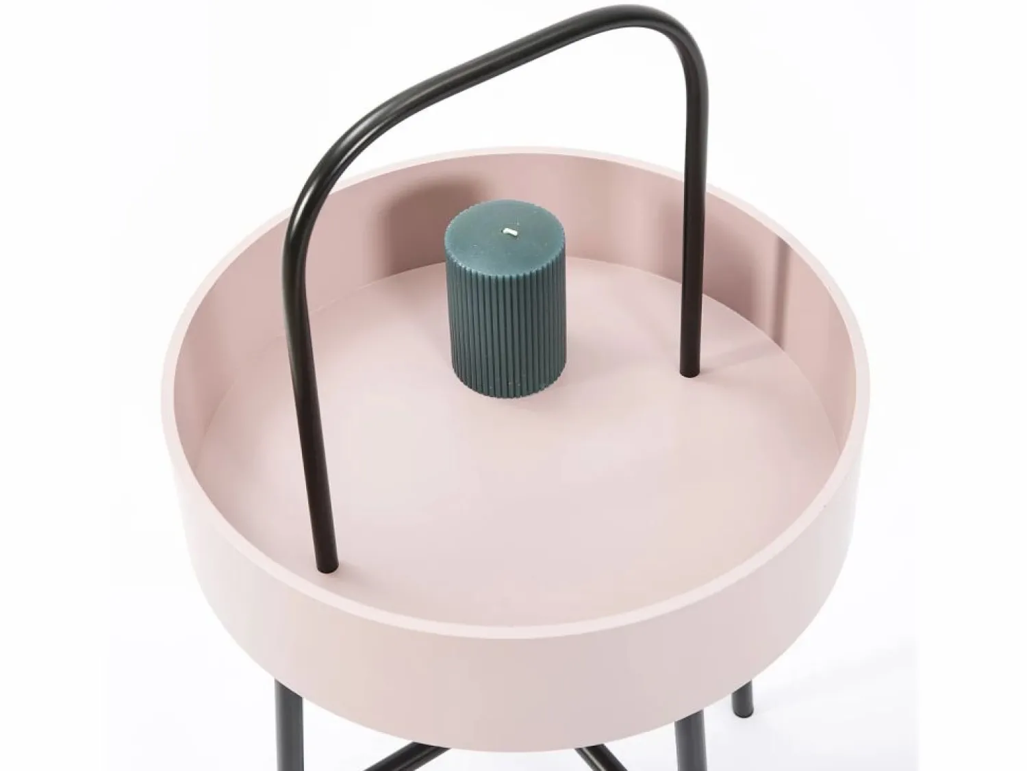 Best VS Venta-stock Mesa Auxiliar Redonda Jaipur, Tapa de MDF , Estructura metálica Rosa