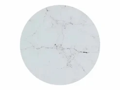 Discount Mesa auxiliar vidrio templado y mármol blanco 45 cm Mesa Auxiliar