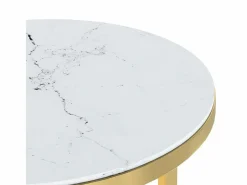 vidaxl Mesa auxiliar vidrio templado y mármol blanco 45 cm