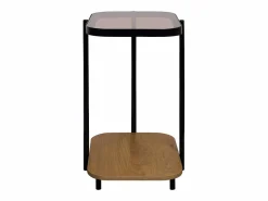 Sweeek Mesa auxiliar vintage de metal negro con 2 tableros natural