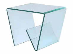 Discount Vente-unique Mesa auxiliar ZENIA - Cristal templado - revistero Transparente