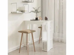 Clicnbuy Mesa bar con estante madera contrachapada 102x50x103,5cm