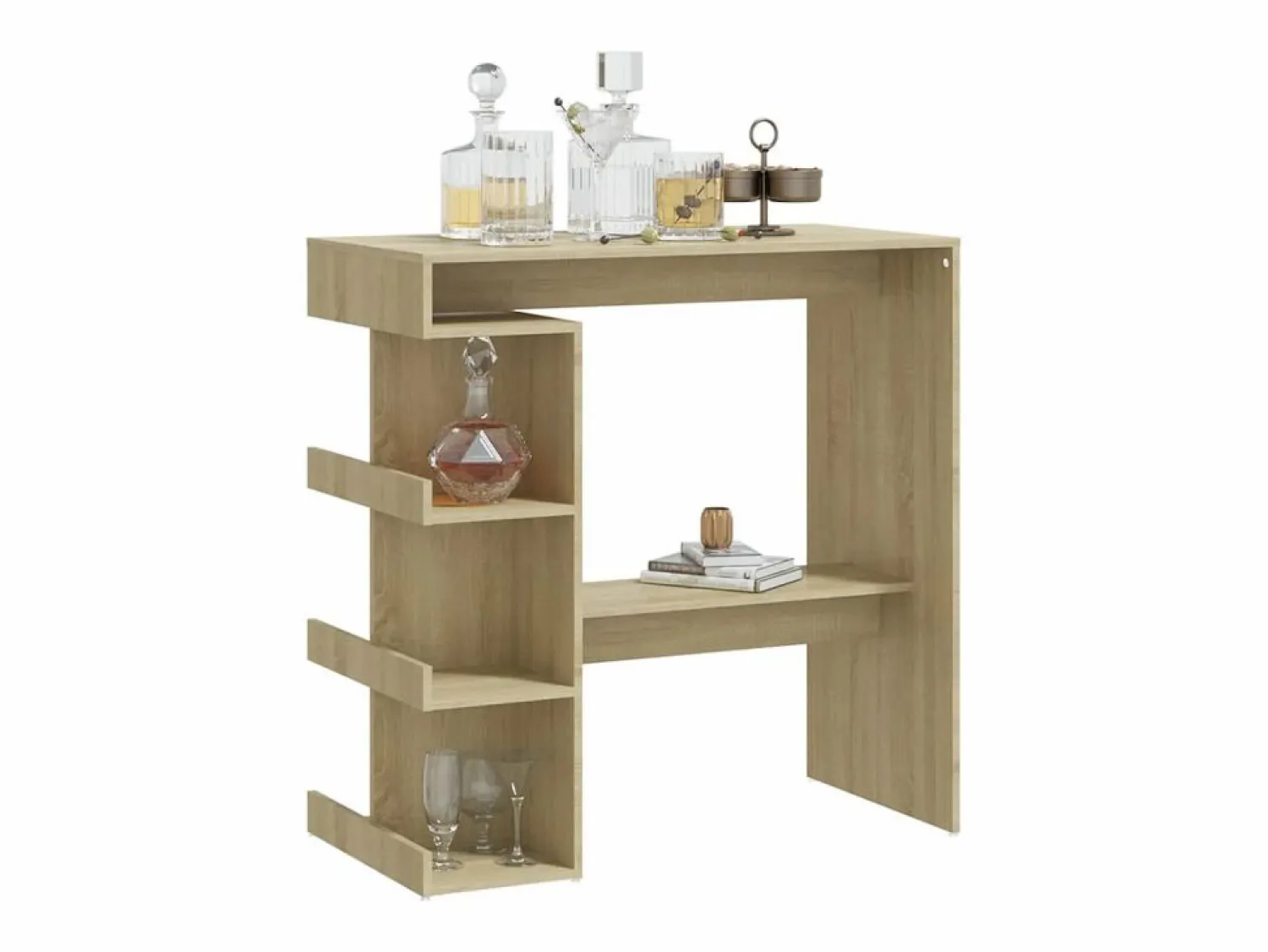 Online Mesa bar estante almacenaje contrachapada roble 100x50x101,5 cm ES626390 Marru00f3n