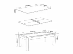 Hot Mesa billar y ping-pong BALTHAZAR - 213x112x81.5 cm-rojo Billar