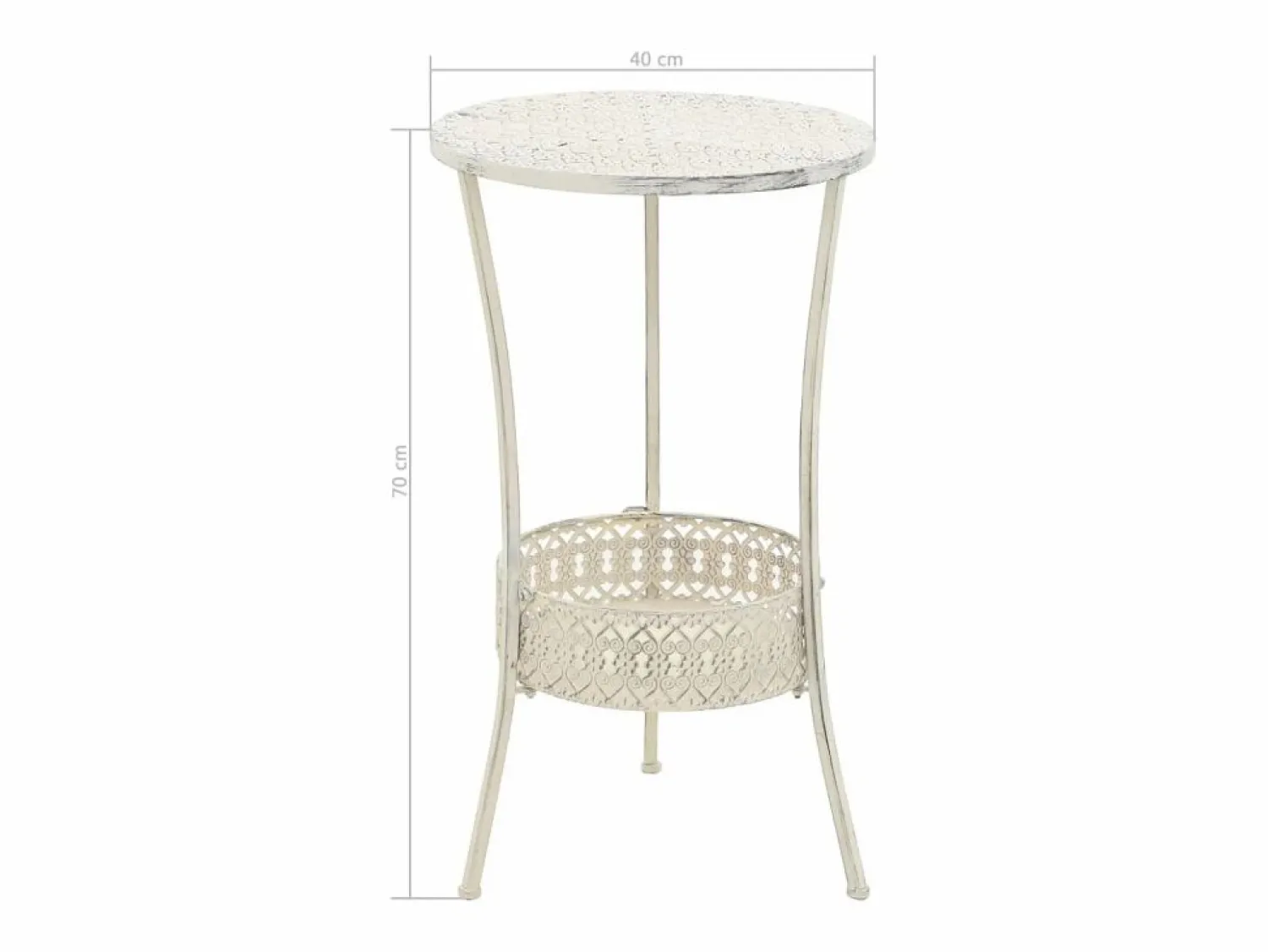 Clicnbuy Mesa bistró estilo vintage metal redonda 40x70 cm blanca Blanco