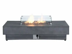 Vente-unique Mesa brasero antracita de gas rectangular y hoguera rectangular en MGO - SEROZA