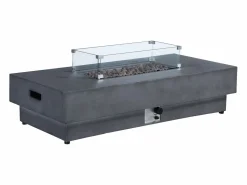 Vente-unique Mesa brasero antracita de gas rectangular y hoguera rectangular en MGO - SEROZA