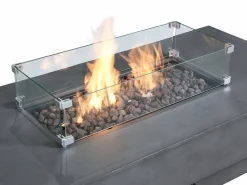 Vente-unique Mesa brasero antracita de gas rectangular y hoguera rectangular en MGO - SEROZA