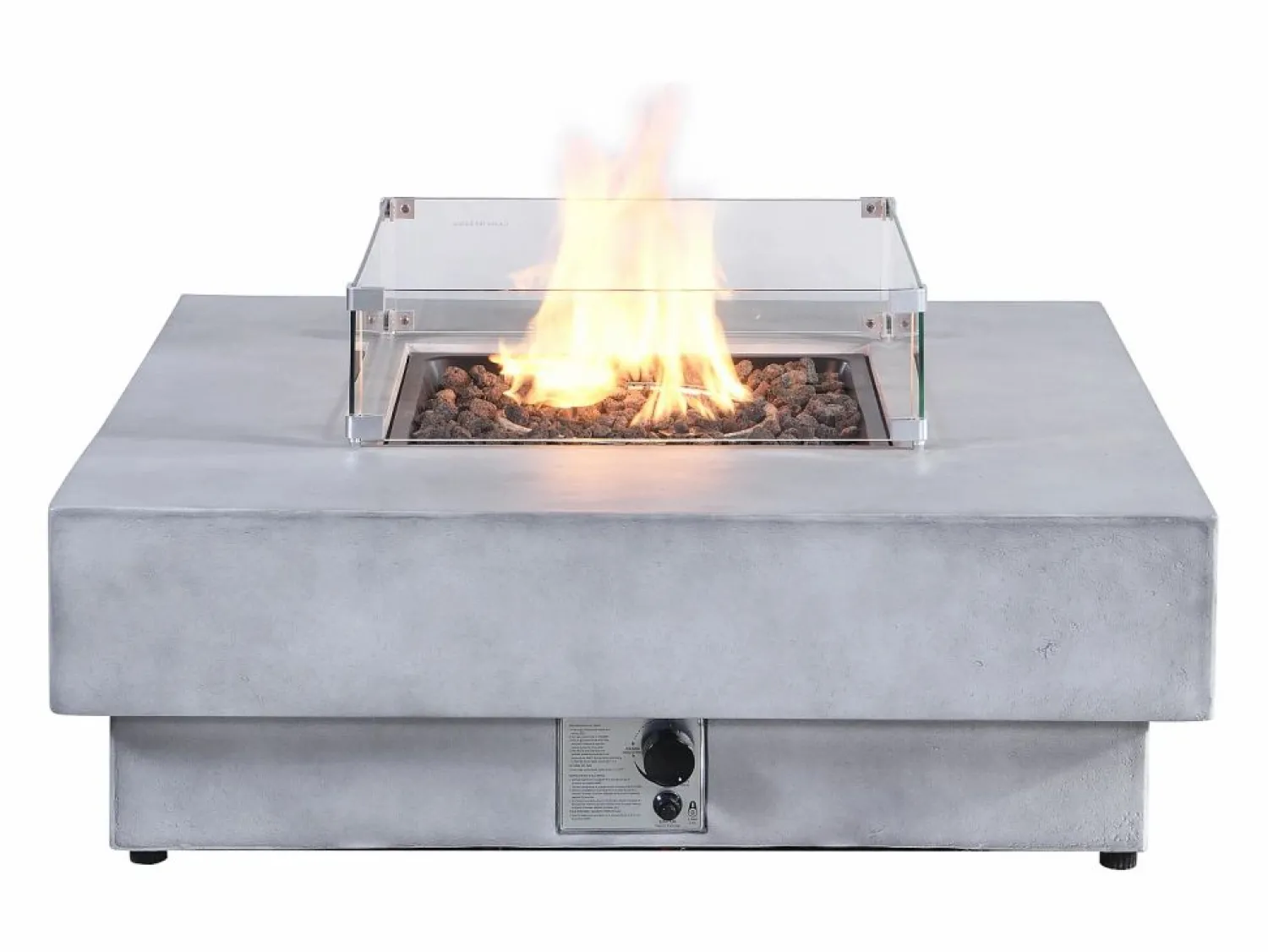 Online Mesa brasero gris de gas cuadrada con hoguera cuadrado en el centro en MGO - SEROZA Brasero