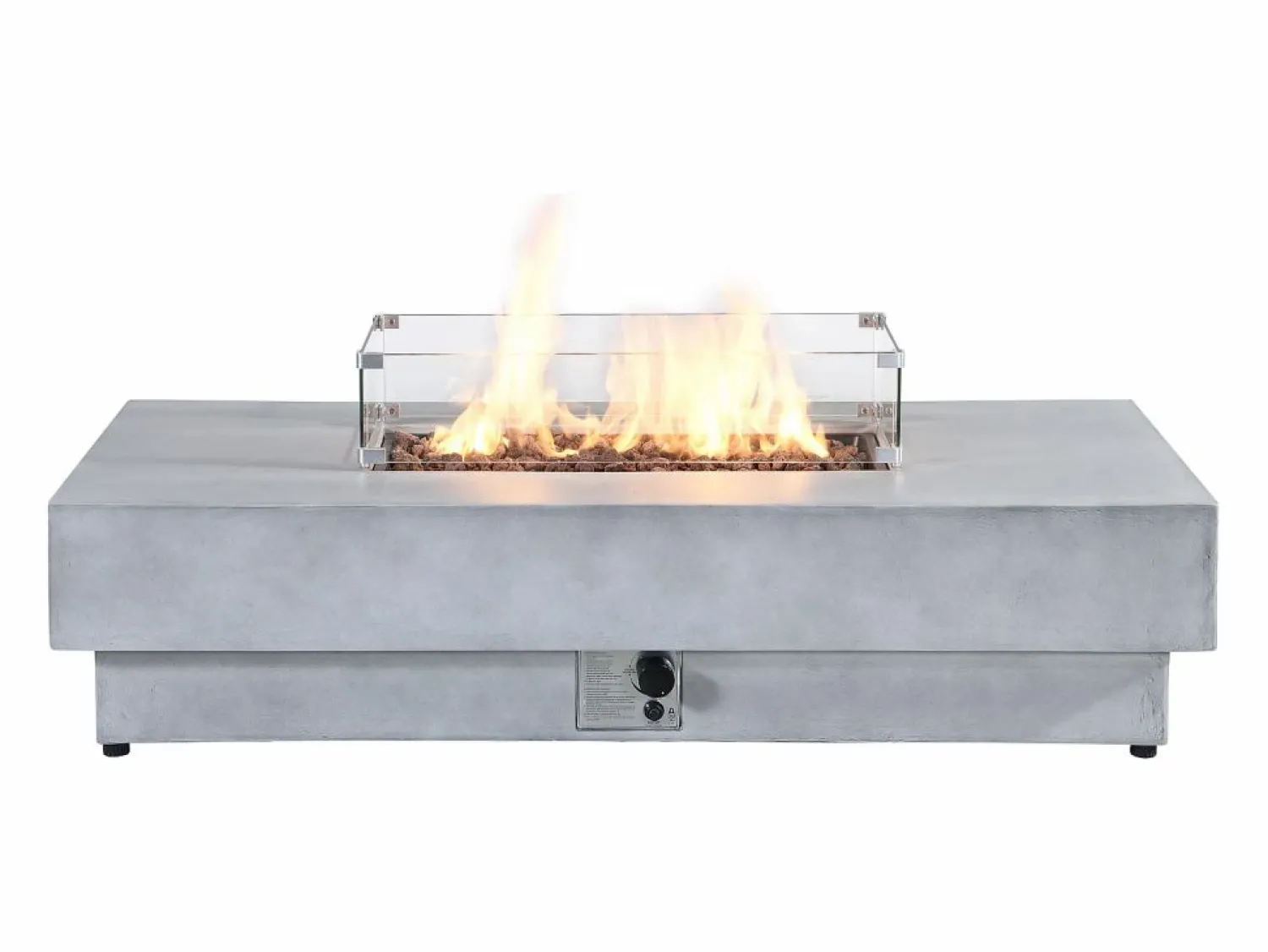 New Vente-unique Mesa brasero gris de gas rectangular con hoguera cuadrado en el centro de MGO - SEROZA Gris claro