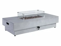 New Vente-unique Mesa brasero gris de gas rectangular con hoguera cuadrado en el centro de MGO - SEROZA Gris claro